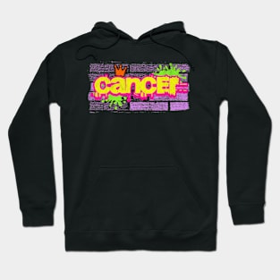 Cancer Zodiac Retro 80s Graffiti Birthday Astrology Neon Hoodie